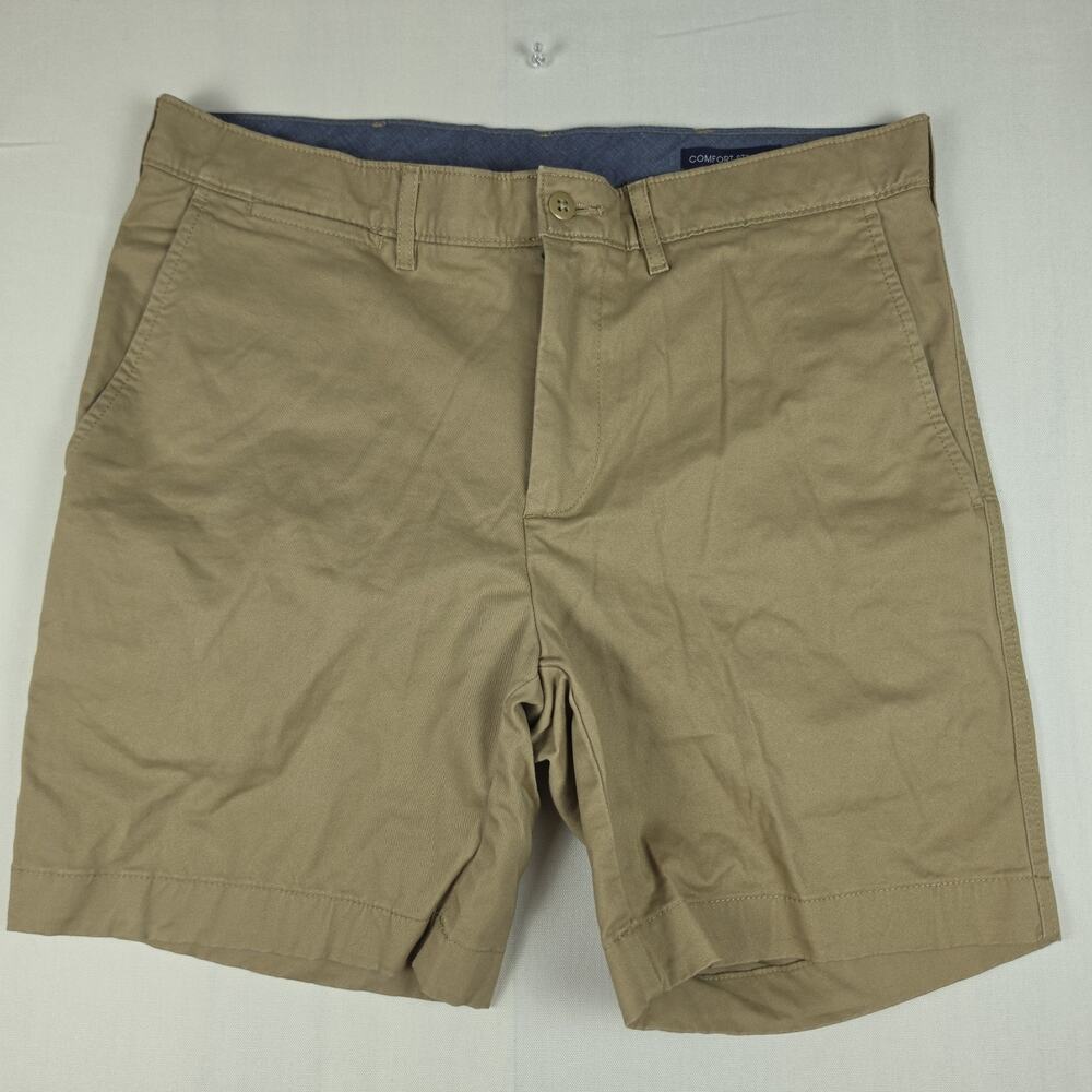 Cremieux Men's Shorts 34 Khaki Tan Comfort Stretch Cotton Chino Casual 7" Inseam